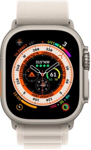 Apple Watch Ultra GPS Cellular 49mm Titanium Tok, Alpesi pánttal (L), Csillagfény színű Óra
