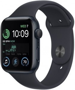 Apple Watch SE 2022 GPS 44mm Fekete Alumínium Ház Fekete Sportszíjjal