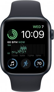 Apple Watch SE2 2022 GPS 44mm Fekete Alumínium Ház Fekete Sportszíjjal