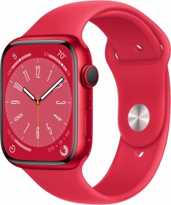 Apple Watch Series 8 GPS 45mm Piros Alumínium Ház Piros Sportszíjjal