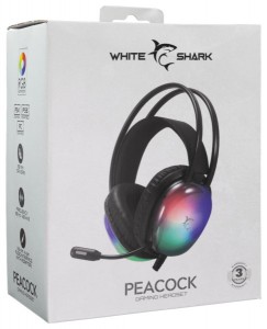 White Shark PEACOCK-B, GH-2444B, gamer fejhallgató, RGB, fekete, (3.5 Jack+USB) 