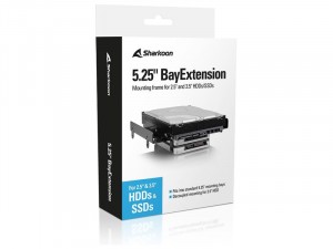 Sharkoon Beépítő Keret - 5.25 BayExtension Black (4x 2.5, vagy 1x 3.5 és 2x 2.5 HDD/SSD számára; 5, 25 helyre)