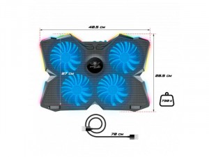 Spirit of Gamer Airblade 500 Blue Gaming notebook hűtőpad alátét, 4 ventillátorral, LED világítással, 17col laptophoz