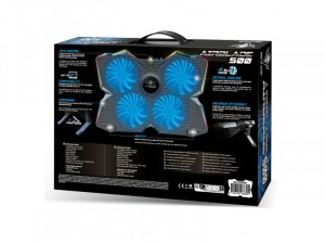 Spirit of Gamer Airblade 500 Blue Gaming notebook hűtőpad alátét, 4 ventillátorral, LED világítással, 17col laptophoz