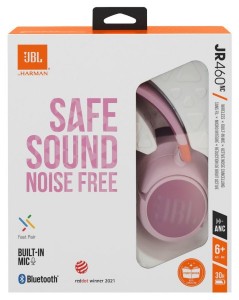 JBL JR460NC zajszűrős ANC bluetooth fejhallgató, pink