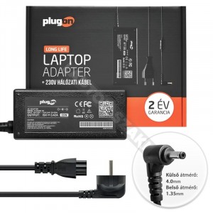 PlugOn 6201968 Asus 19V 3.42A (65W) 4.0 x 1.35 mm töltő utángyártott