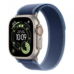 Apple Watch Ultra 3 Cellular 49mm Natural Titanium Case with Blue/Bright Blue Trail Loop - M/L