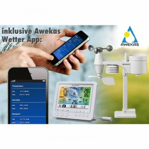 Bresser 5 az 1-ben Wi-fi-kompatibilis színes kijelzős időjárás állomás, fehér