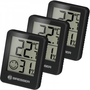Bresser Temeo higrométer 3 egységes készlet, fekete (75688)
