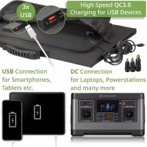 Bresser 90 Wattos mobil napelemes töltő, USB-vel