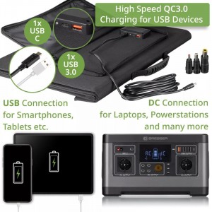 Bresser 120 Wattos mobil napelemes töltő, USB-vel
