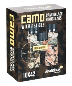 Levenhuk Camo 10x42 kétszemes távcső irányzékkal (Juhar)