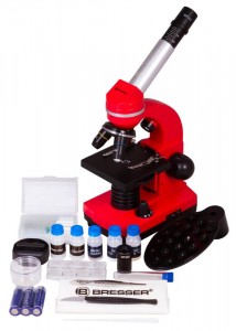 Bresser Junior Biolux SEL 40–1600x Piros mikroszkóp, okostelefon-adapterrel (74320)