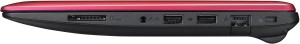 Asus X200MA-KX279D 11,6 HD LED fényes, Intel® Celeron Dual Core™ N2830, 4GB/1333MHz, 500GB (5400) HDD, Intel® HD Graphics, 10/100 LAN / 802.11bgn, No ODD, Webkamera, DSUB / HDMI, 3 cella, Piros-Fekete, FreeDOS
